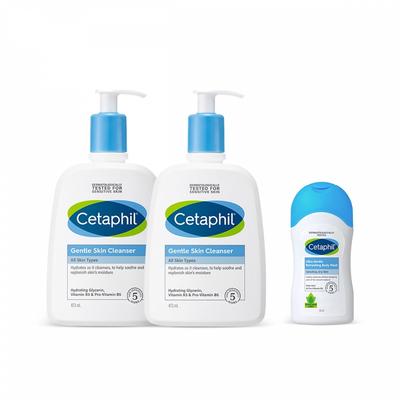Cetaphil Gentle Skin Cleanser 473ml X 2+ Body Wash 50ml