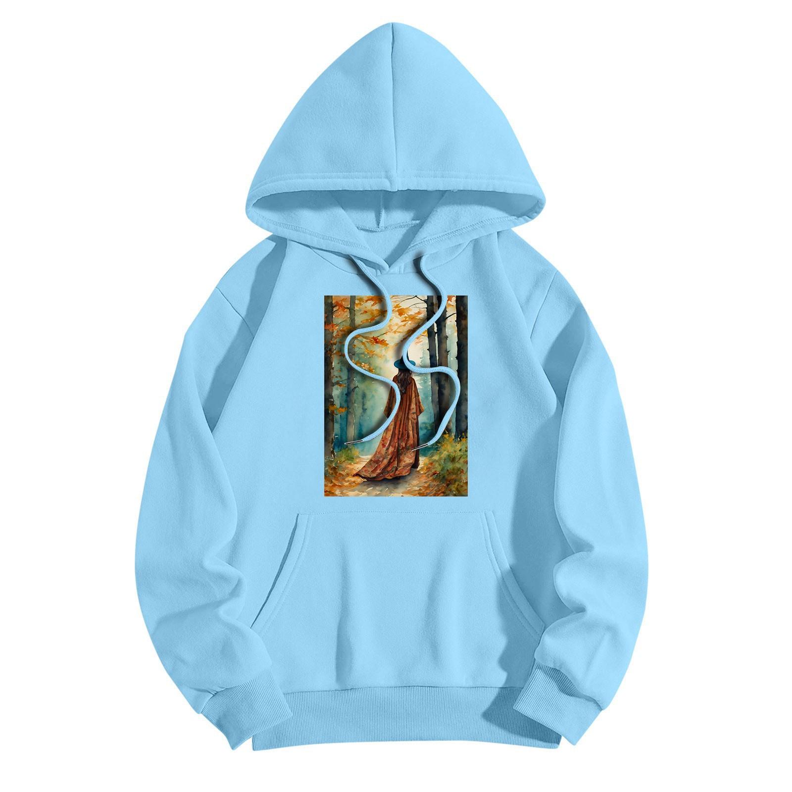 Женская модная повседневная толстовка с капюшоном и принтом ведьмы на Хэллоуин — фото 10