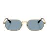 Versace Simple personalized design metal rectangular sunglasses same style for men and women, gold 55942766 VE2297-Gold frame/blue lens 54