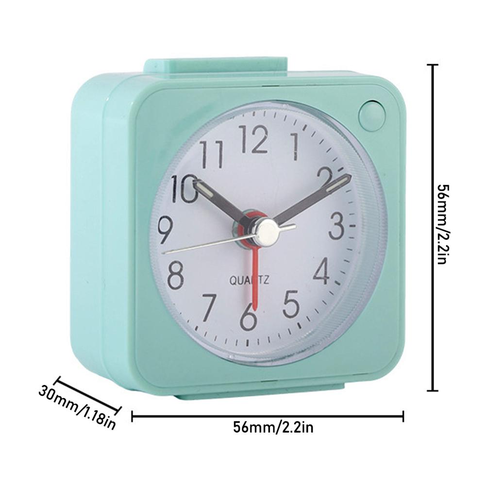 Mini Size Squared Alarm Clock For Travel Silents No Ticking Travel Alarm Analog Clock Gentle Night Light For Dark Hours Bedside