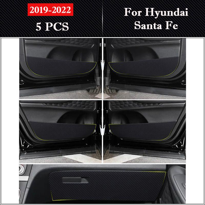 For Hyundai Santa Fe Car Door Anti-kick Pad Leather Interior Protection Glove Box Anti-dirty Decor Stickers Auto Accessories