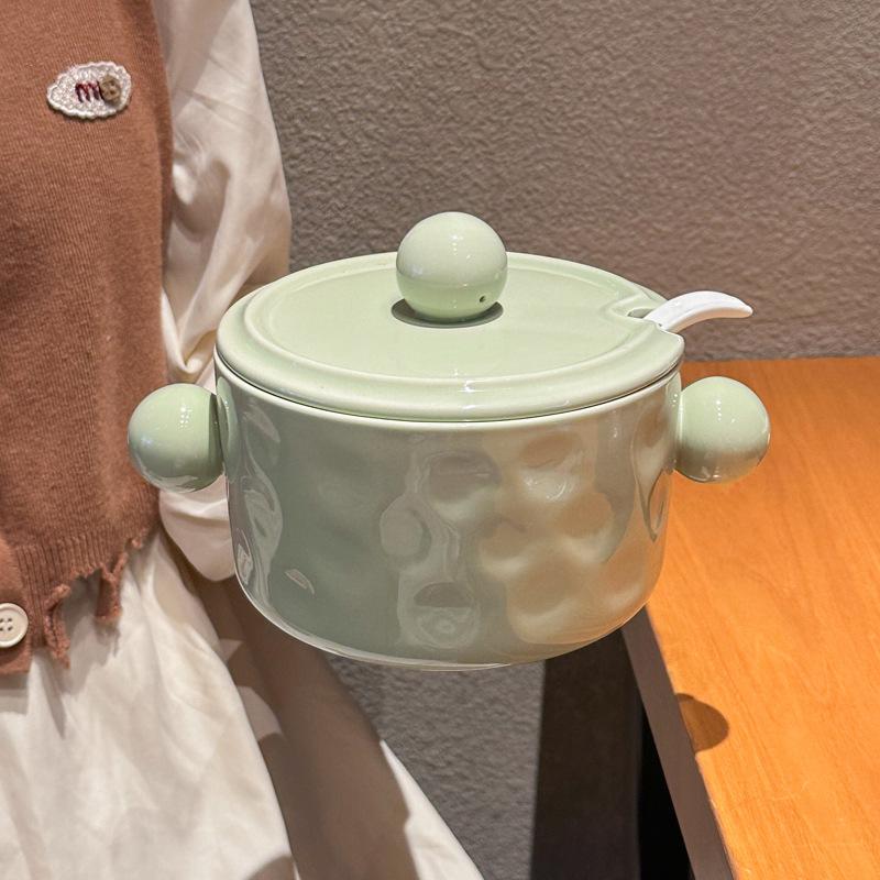Amphore Suppenschüssel hoher Wert Keramik Instant-Nudelschüssel mit Deckel 2025 neu groß süß Wohnheim Student Schneckennudelschüssel
