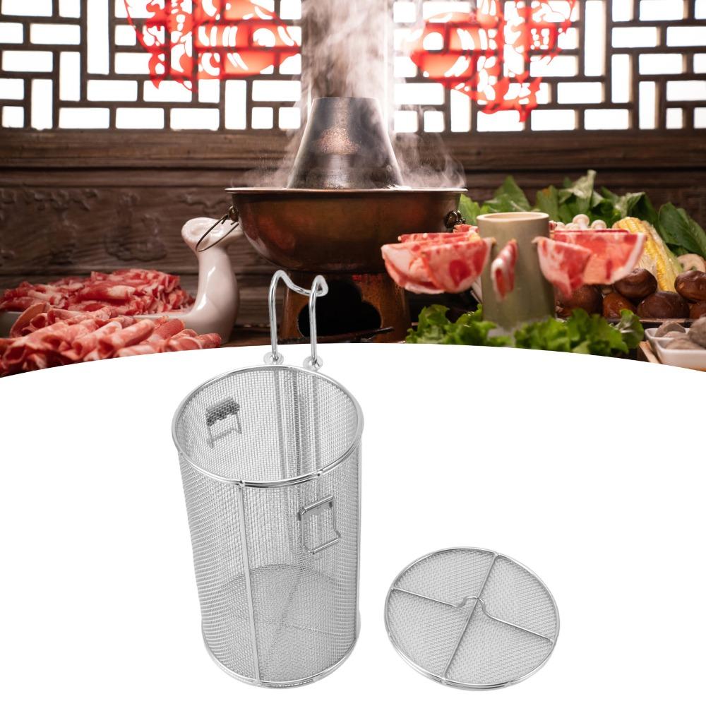 Large Capacity Seasoning Filter Basket Silver Soup Strainer Basket Home Kitchen
