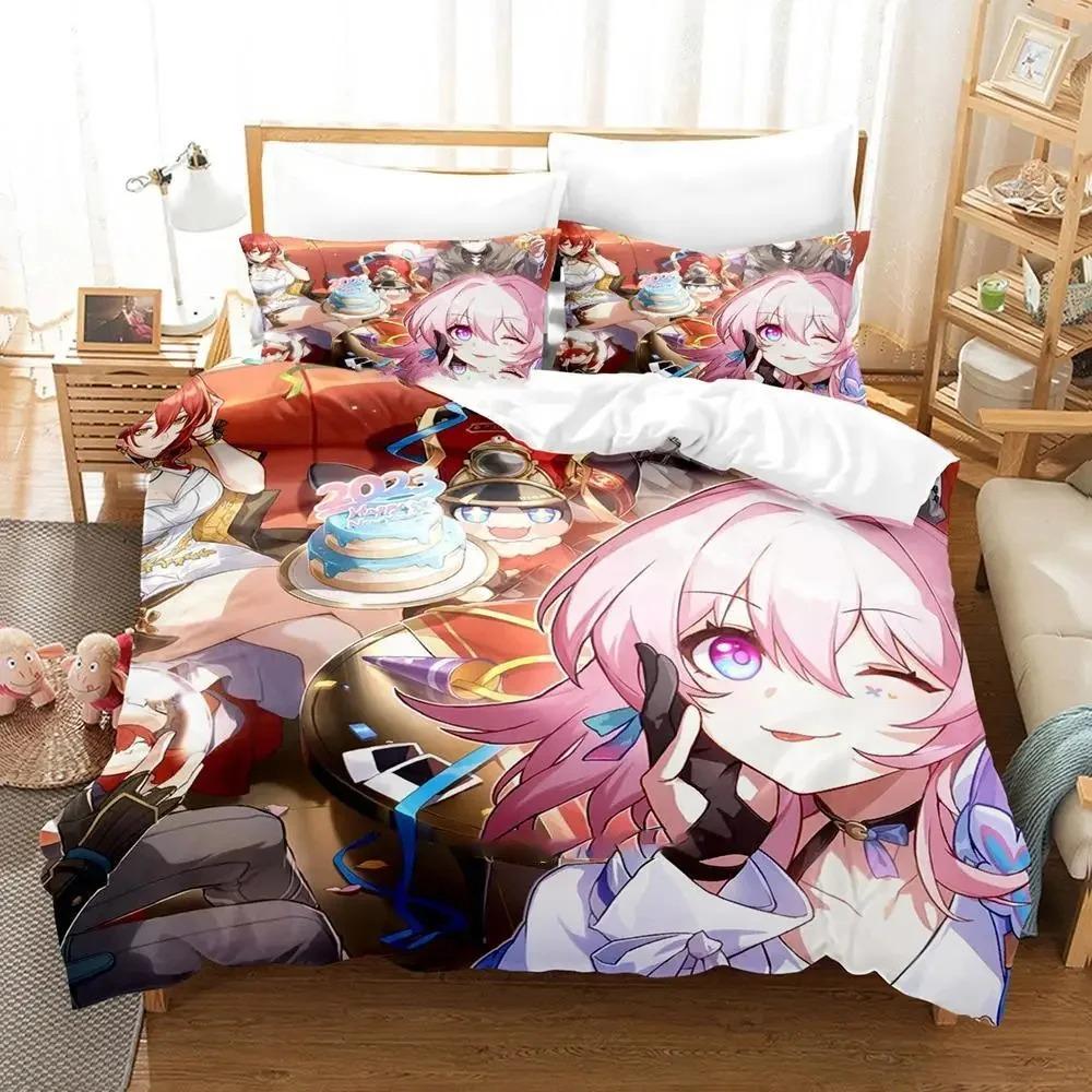 Anime Honkai Star Rail Bedding Set Duvet Cover Bed Set Quilt Cover Pillowcase Comforter King Queen Size Boys Adult Bedding Set