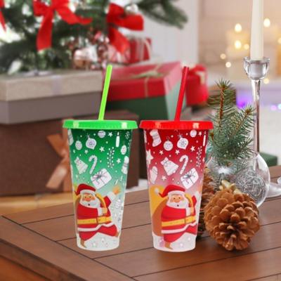 2 peças de copo de mudança de cor de Natal para inauguração de casa mulher homem festa de Natal