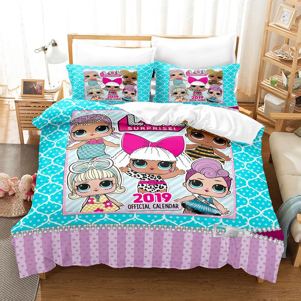 3D Digital Printing Cartoon Surprise Doll Three-Piece Set Bedding Two-Piece Set