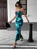 Women's Summer Vacation Style Cutout Printed Halter Long Dress