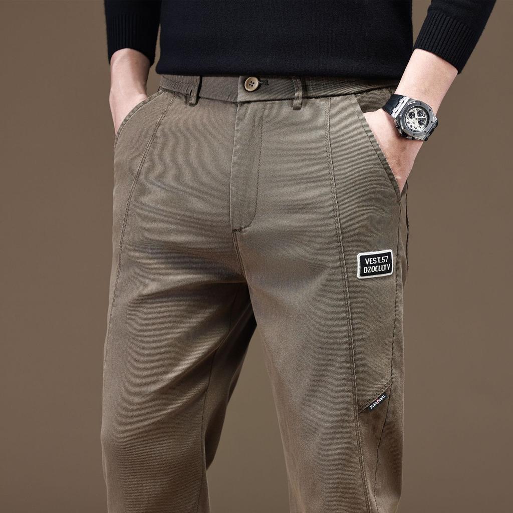 Business casual pants men's autumn fashion trend splicing straight slim pants
