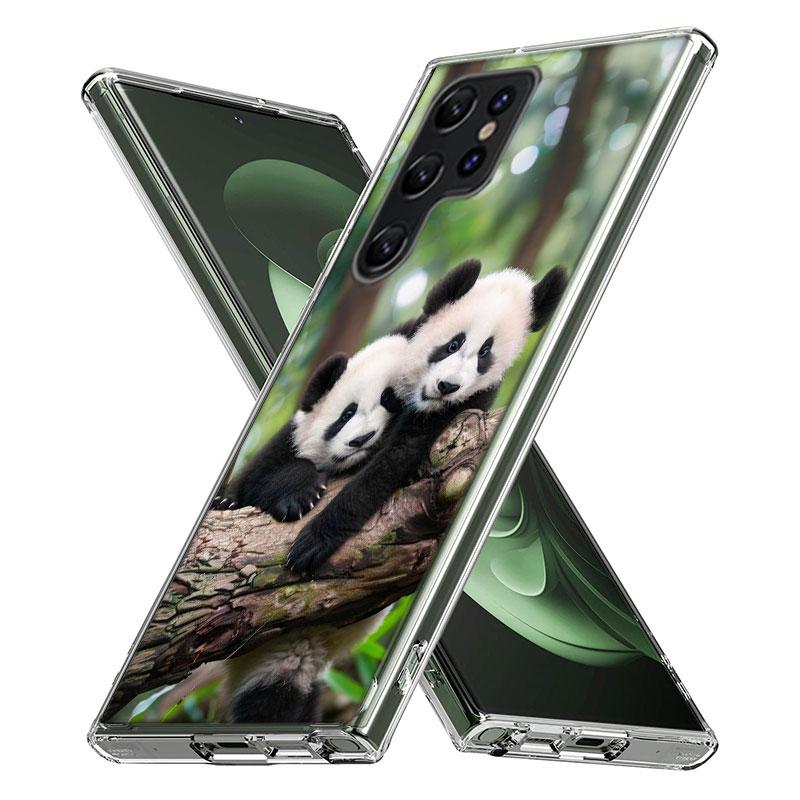 Panda Baby, Giant Panda Family Capa Phone Case For Samsung S26 Ultra S25 Edge Galaxy S23 S21 S20 S24 FE S22 S10 Plus Cover Clear