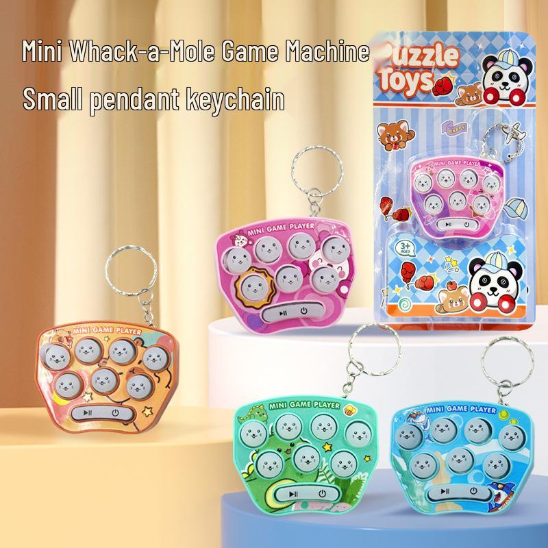 Luminous Mini Cartoon Whack-a-Mole Game Console Keychain Pendant