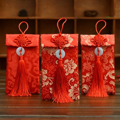 Faux Seide Roten Umschlag Chinesische Hochzeit Rote Tasche Glück Geld Hongbao Karte