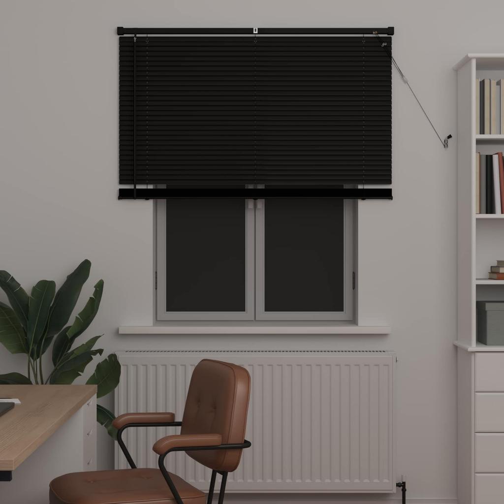 Black Venetian Blind 150 x 120 cm 25 mm PVC