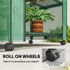 4 Tier Mini Portable Greenhouse Compact Plant Grow Shed Metal Frame PE Cover with Lockable Rolling Wheels , Green