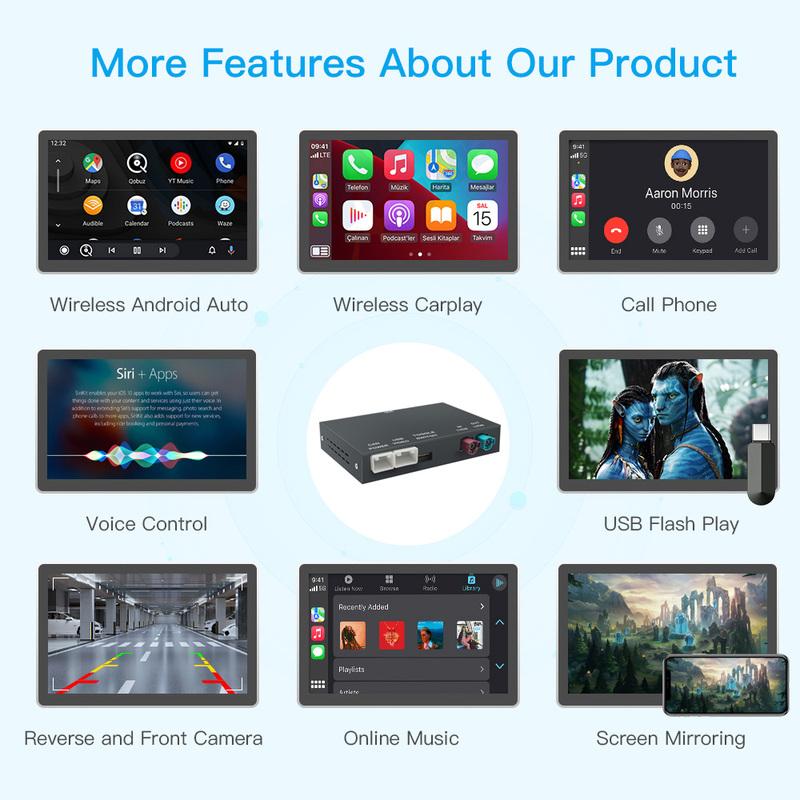 AUTOABC Wireless CarPlay Android Auto For BMW 5 Series F10 F11 2012-2017 CIC NBT Radio Multimedia Playback Airplay Navigation