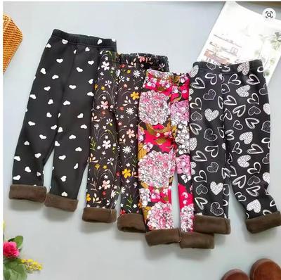 Autumn Winter Print Flowers Thick Warm Kids Toddler Baby Girls Leggings Children's Pants