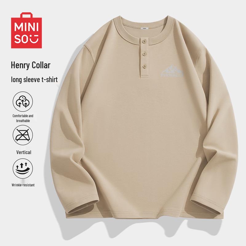 MINISO Men s Casual Loose Fit Long Sleeve T-Shirt 3XL