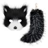 Plush fox mask Fluffy plush tail bag keychain pendant accessory