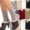 Harajuku Lace Edge Button Knitted Socks for Women Winter Warm College Style Thick Boot Socks Japanese Style Lolita Leg Warmers