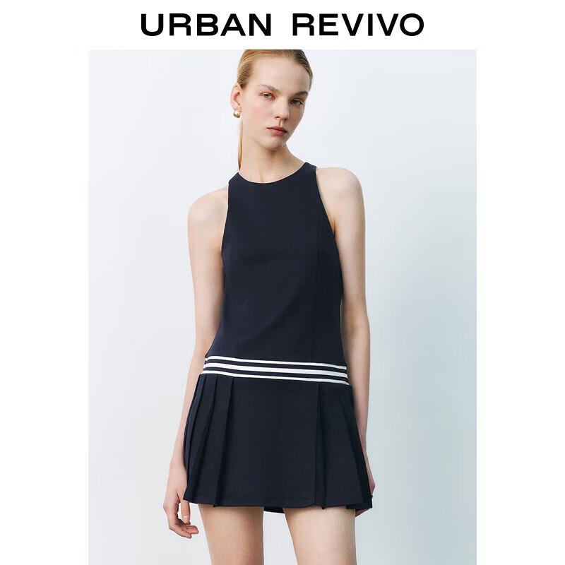 

UR Женское мини-платье в стиле колледжа с цветными блоками и плиссировкой L