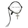 Lederseil Titanstahl Halskette Kreuz Anhänger Choker Kette Lange Pulloverkette Partner Schmuck Ornament Damen Mädchen