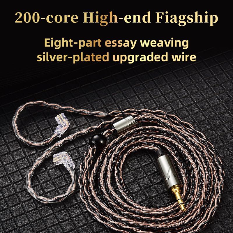 Qkz T1 Earphone Cable 8 Strand Copper Silver-Plated Upgrade Wire 3.5Mm Wired Headphone Cord For Zxn Zxt Ak6 Zs10 Edx Pro Zsr Cca