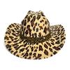 Leopard Print New Warped Edge Western Cowboy Hat Men and Women Outdoor Travel Jazz Hat Retro Ethnic Style Top Hat