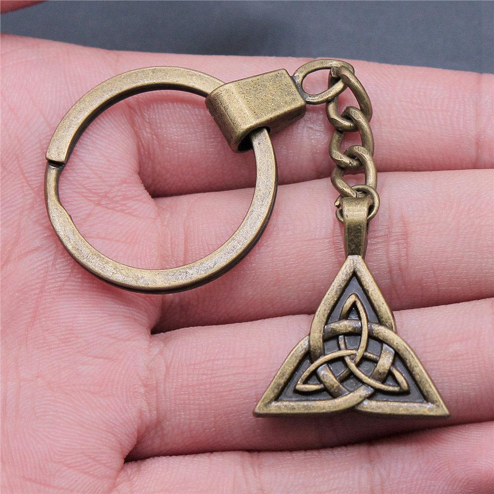 Star of David Talisman Amulet Pendant Antique Bronze Metal Keychain with 30mm Ring for Boys Bag Charm