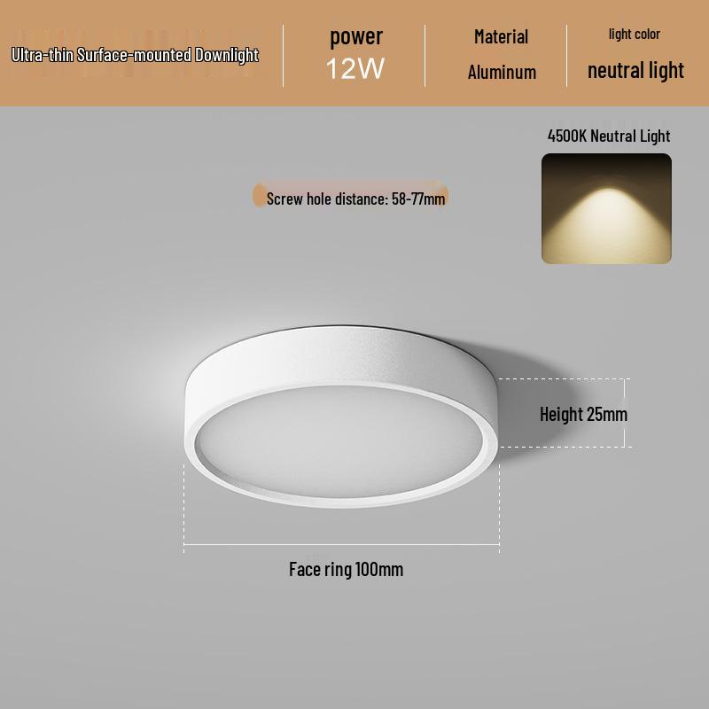 Ultradünne LED Aufbau Deckenleuchte Rund für Gänge, Flure, Eingangsbereiche - Stanzfreie Installation