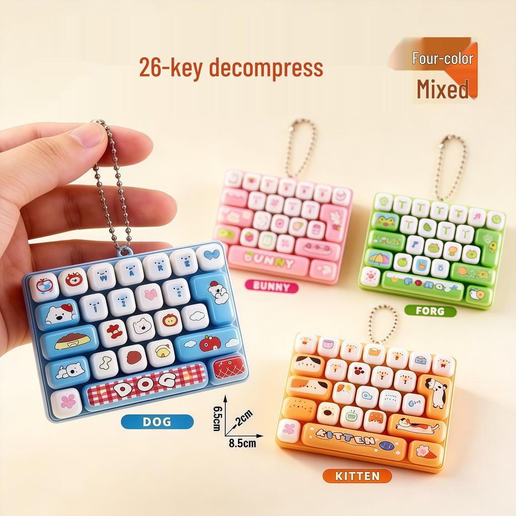 Creative Cartoon 26-Key Decompression Keyboard Keychain Pendant - Desktop Ornament & Student Bag Accessory