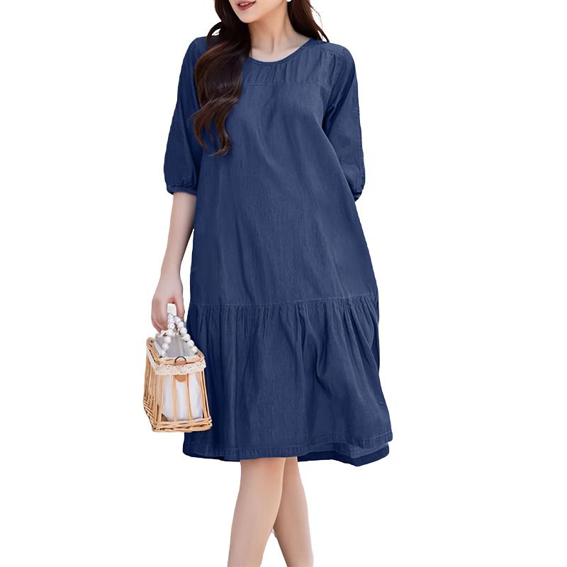 ZANZEA Women Casual Round Neck Half Sleeve Loose Dress M