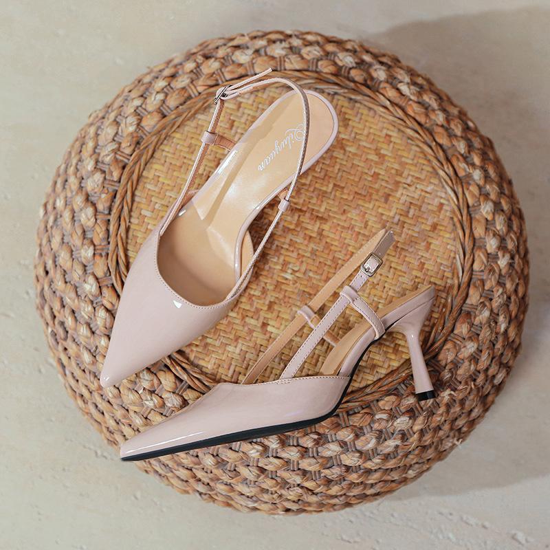 French high heels stiletto 2025 new large size women's shoes bag head sandals women's summer pointed empty high heels