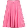 Fleece Elastic Waist Mid-Length Pleated Knit Skirt Women Skirts Pink F11W144304G-PC