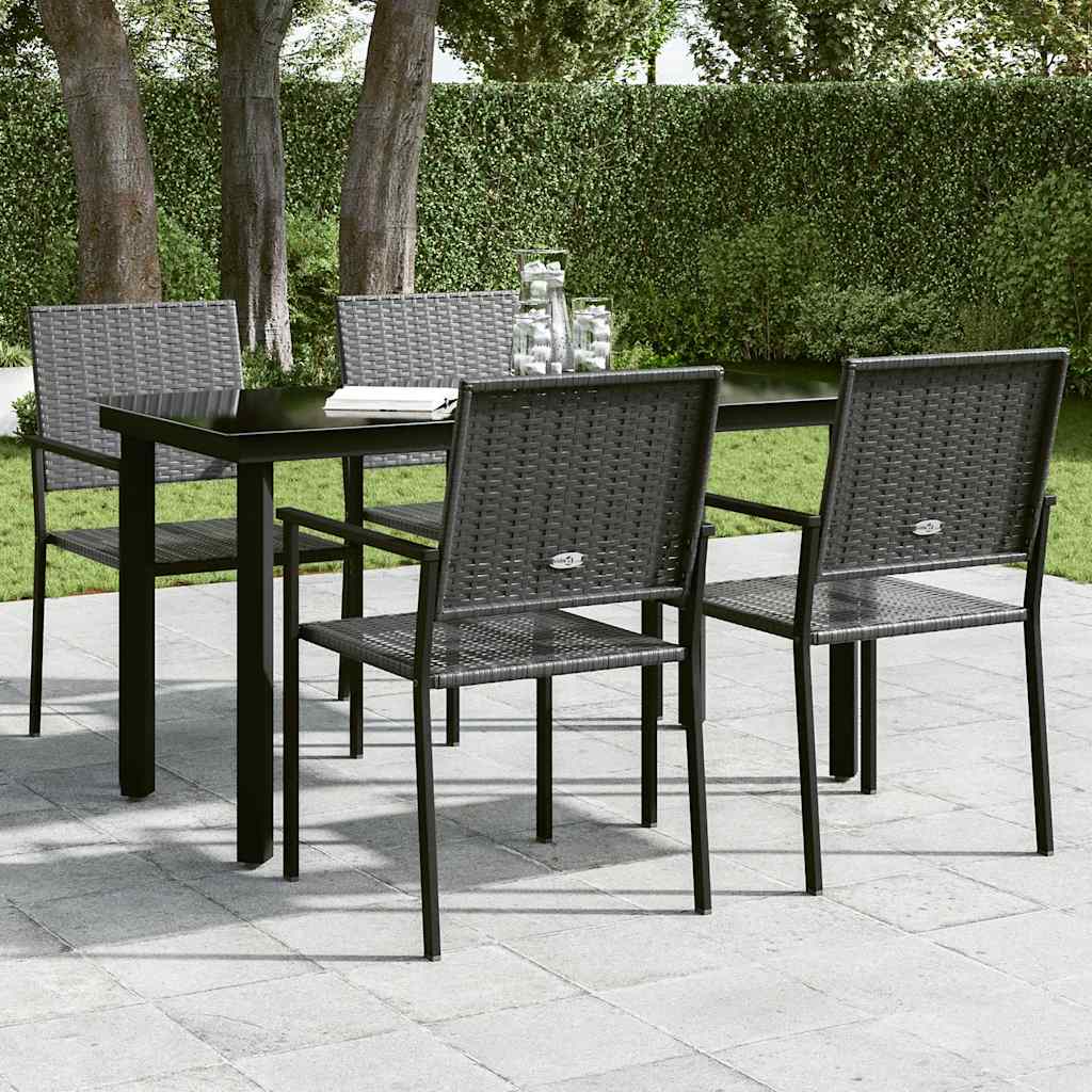 vidaXL Garten-Esstisch Schwarz 140x70x74 cm Stahl und Glas