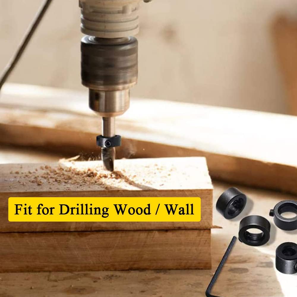 Drill Bit Depth Stop Collars Ring Positioner Drilling Locator Tools with Wrench Woodworking Ajustable Positioner Hole Guide
