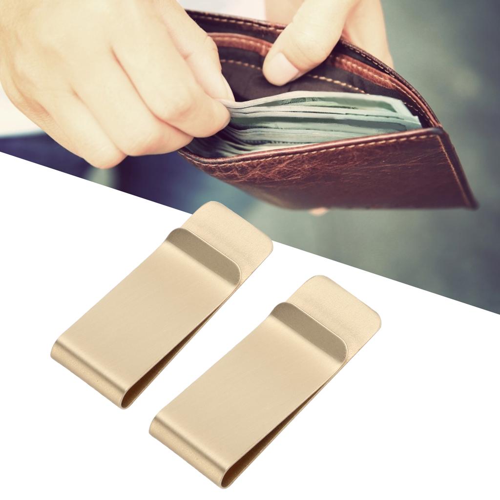 2Pcs Metal Money Clips Stainless Steel SpecialShaped   Wallets Credit Cards Holders for Men(Gold )