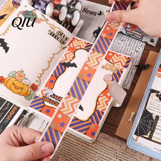 Holiday Themed Washi Tape 8 Rolls Halloween Tape, Spooky Bat Witch Cat Pattern Decorative Lightweight for Junk Journaling Supplies, Scrapbooking, DIY