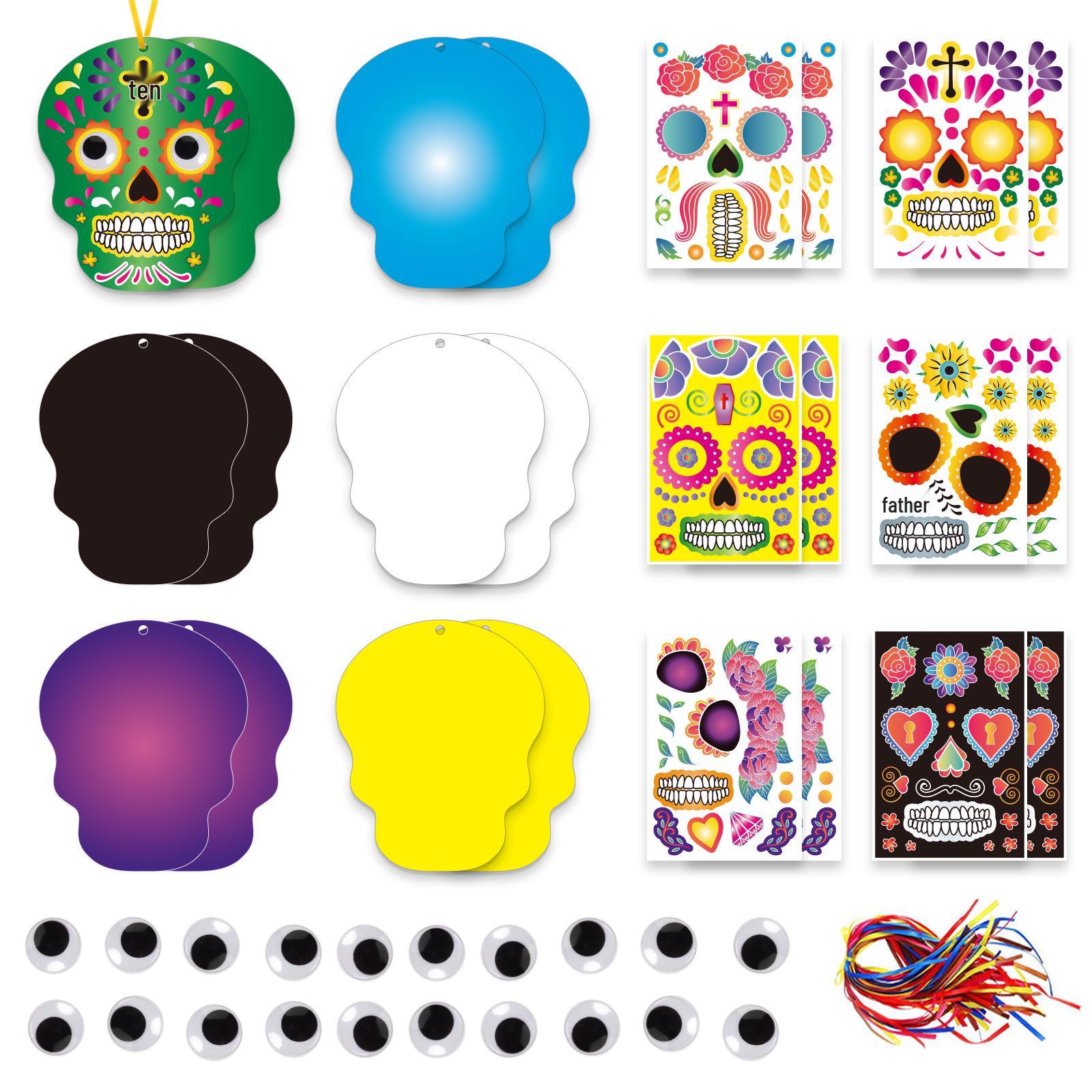 Children s DIY Halloween Skeleton & Flower Skull Sticker Set 12x13x2cm