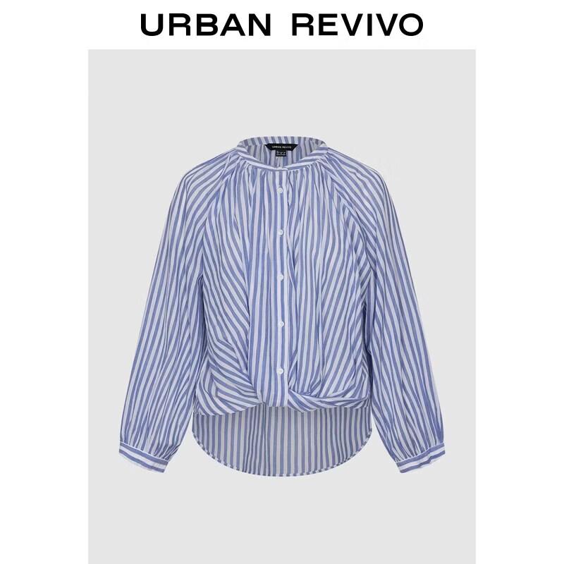 UR Women s Casual Twist Stripe Long Sleeve Round Neck Shirt M