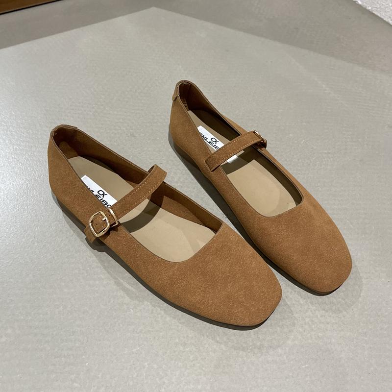 SUOJIALUN 2023 Spring New Brand Women Flat Shoes Round Toe Shallow Slip On Ladies Casual Ballet Shoes Soft Leather Eelgant Balle