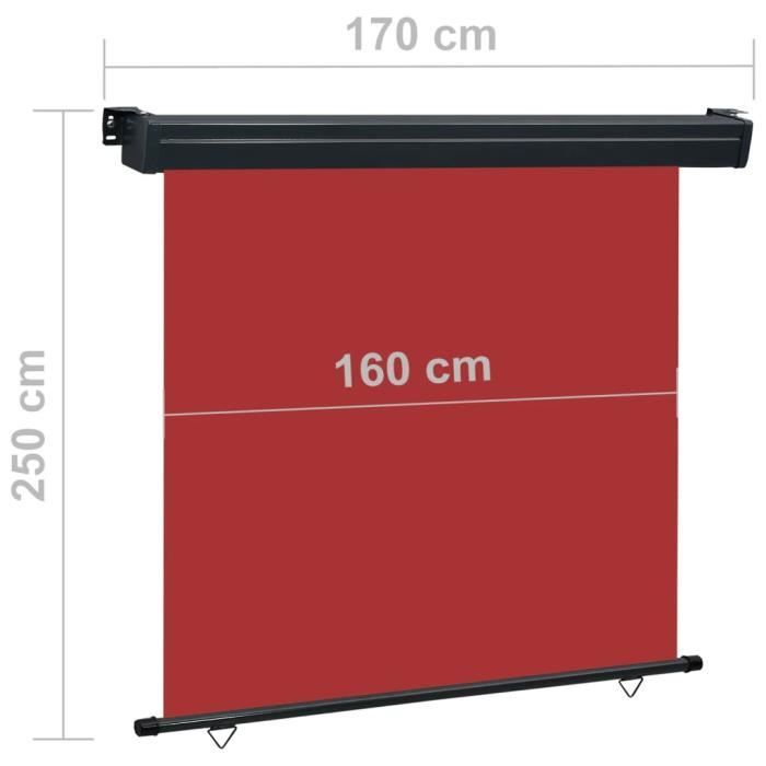 VidaXL Auvent latéral de balcon 170x250 cm Rouge
