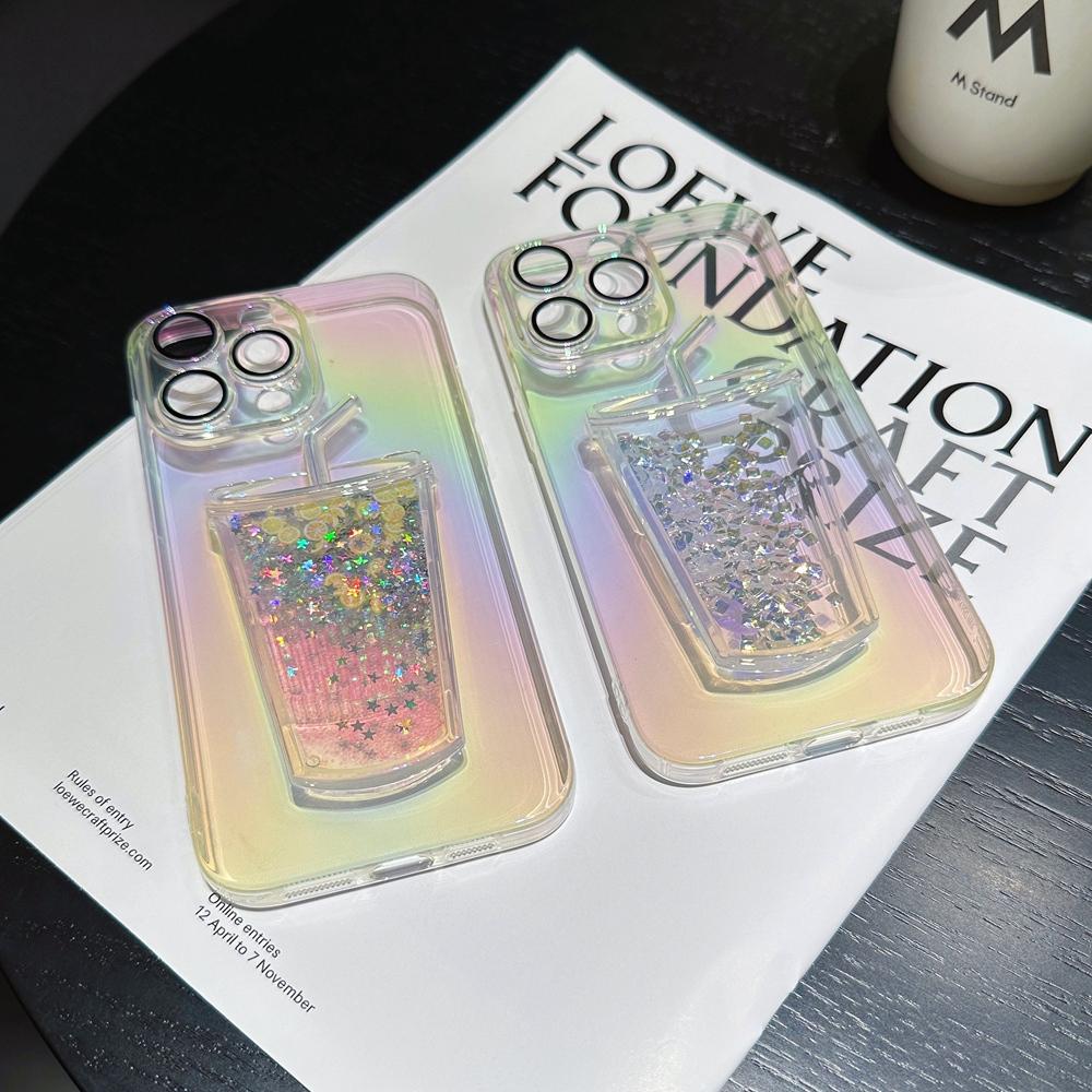 Dynamic Liquid Bling Sequin Quicksand Cup Mäkké puzdro na telefón pre Iphone 14 13 12 11 Pro Max Laser Gradient Clear Cover