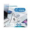 Ewent EW3863 Regleta en Bloque 3x Tomas Shucko 16A + 2x USB-A + 2x USB-C 5V/3A PD/QC 3.0 Blanca