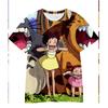 3D Hayao Miyazaki Cartoon Totoro Pattern Printed Casual Short Sleeved Children's Boy T-shirts - Soft Medium Stretch Fabric Summer Relaxed Fit Clothing