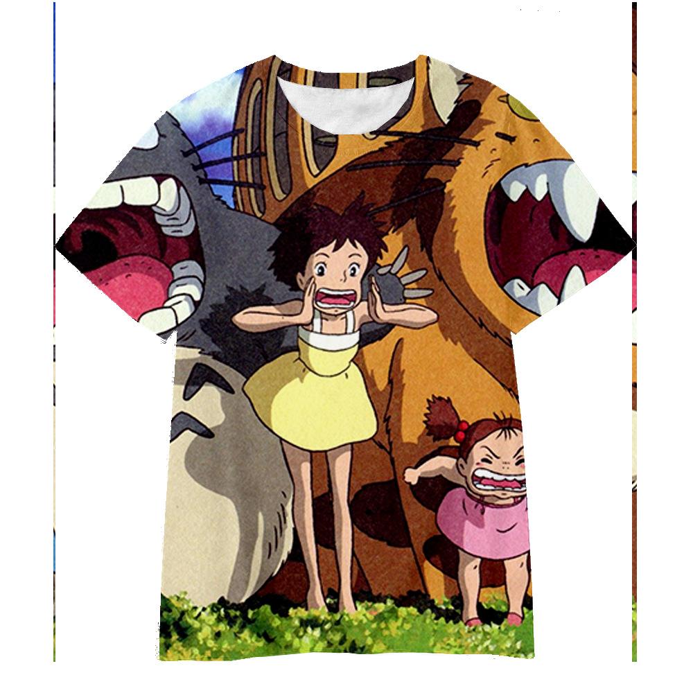 3D Hayao Miyazaki Cartoon Totoro Pattern Printed Casual Short Sleeved Children's Boy T-shirts - Soft Medium Stretch Fabric Summer Relaxed Fit Clothing