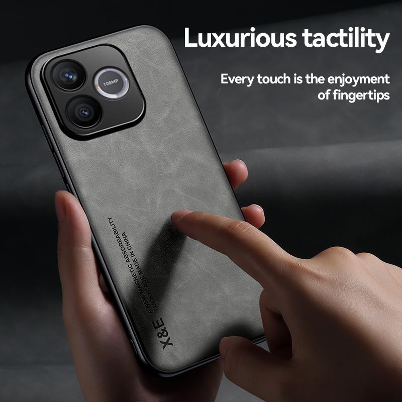 KEYSION Luxury Retro PU Leather Phone Case for HONOR 600 Lite 5G Silicone+PC Shockproof Phone Back Cover for Honor 500 Smart 5G