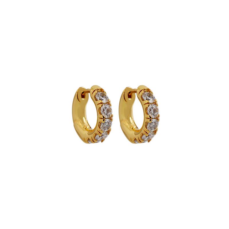 

Song Ji-a Style Gold-Plated Rhinestone Earrings - European French Ins Retro Jewelry for Women белый/алмаз