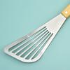 1PC Wooden Handle Non-slip Stainless Steel Kitchen Frying Spatula Cookware Frying Fish Spatula Frying Shovel Leaky Shovel