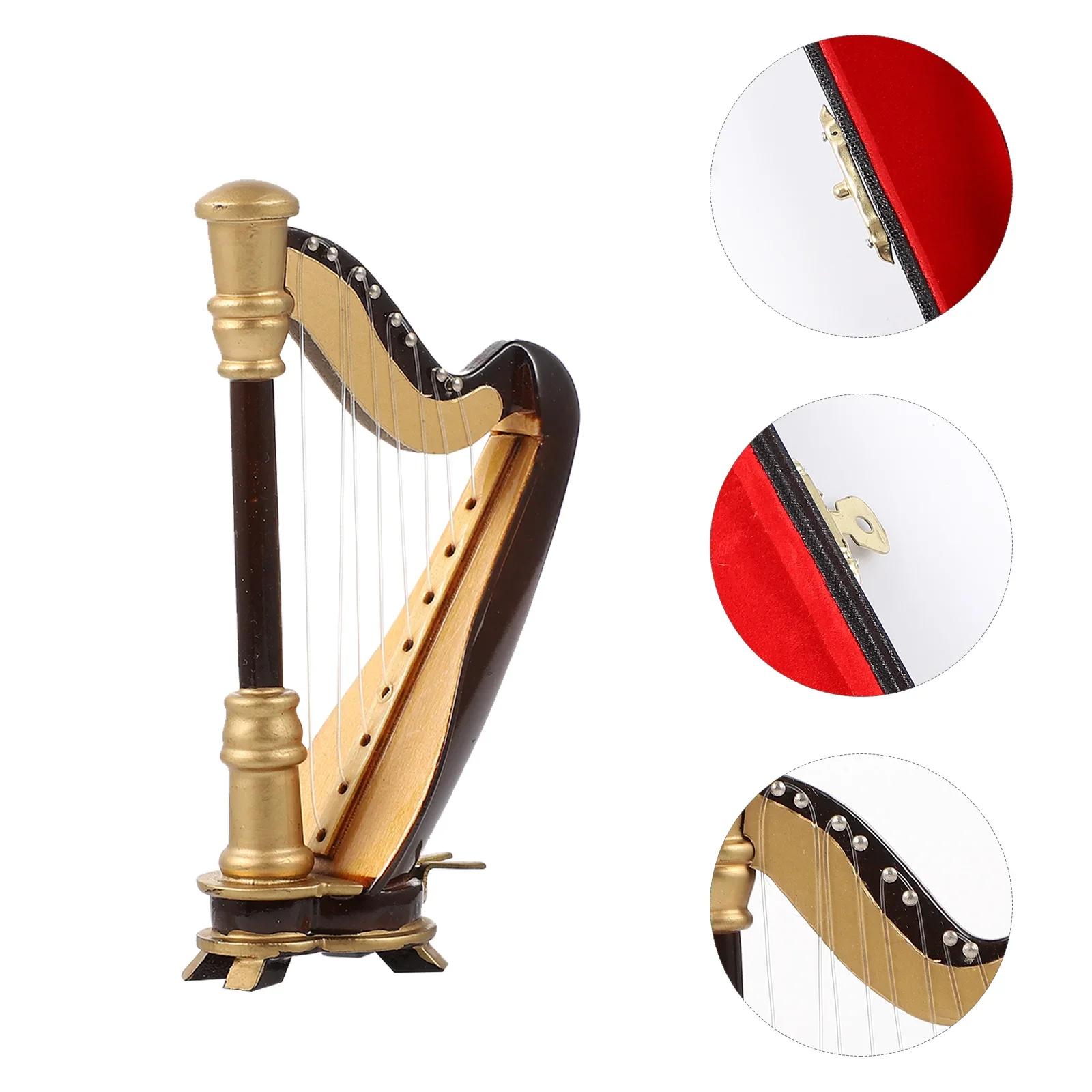 НОВЫЕ Миниатюрные Фигурки Арфы Модели Музыкальных Инструментов Винтажные Декоративные Мини-Статуэтки Деревянные Винтажные Музыкальные Аксессуары