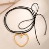 Sweet Cool Exaggerated Big Heart Necklace Metal Choker Velvet Collar Female