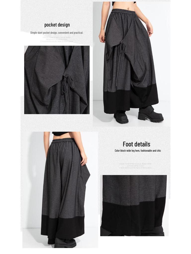 2025 Women's High-Waist Elastic Spliced Skirt Pants - Slimming Niche Design, Mid-Length, Nine-Point for Autumn/Winter Collection